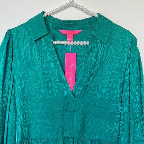LILLY PULITZER JAYLENE JACQUARD EVERGREEN PARTY ANIMAL TOP ~ NWT - Picture 6 of 16